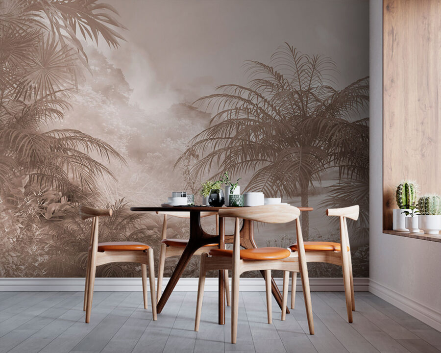 Wall murals Group of palm trees in fog - Image 3