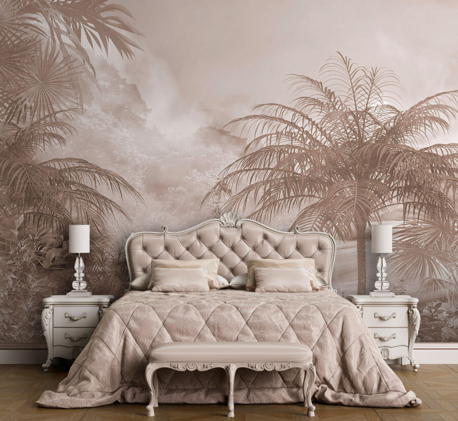 Wall murals Group of palm trees in fog - Image 2