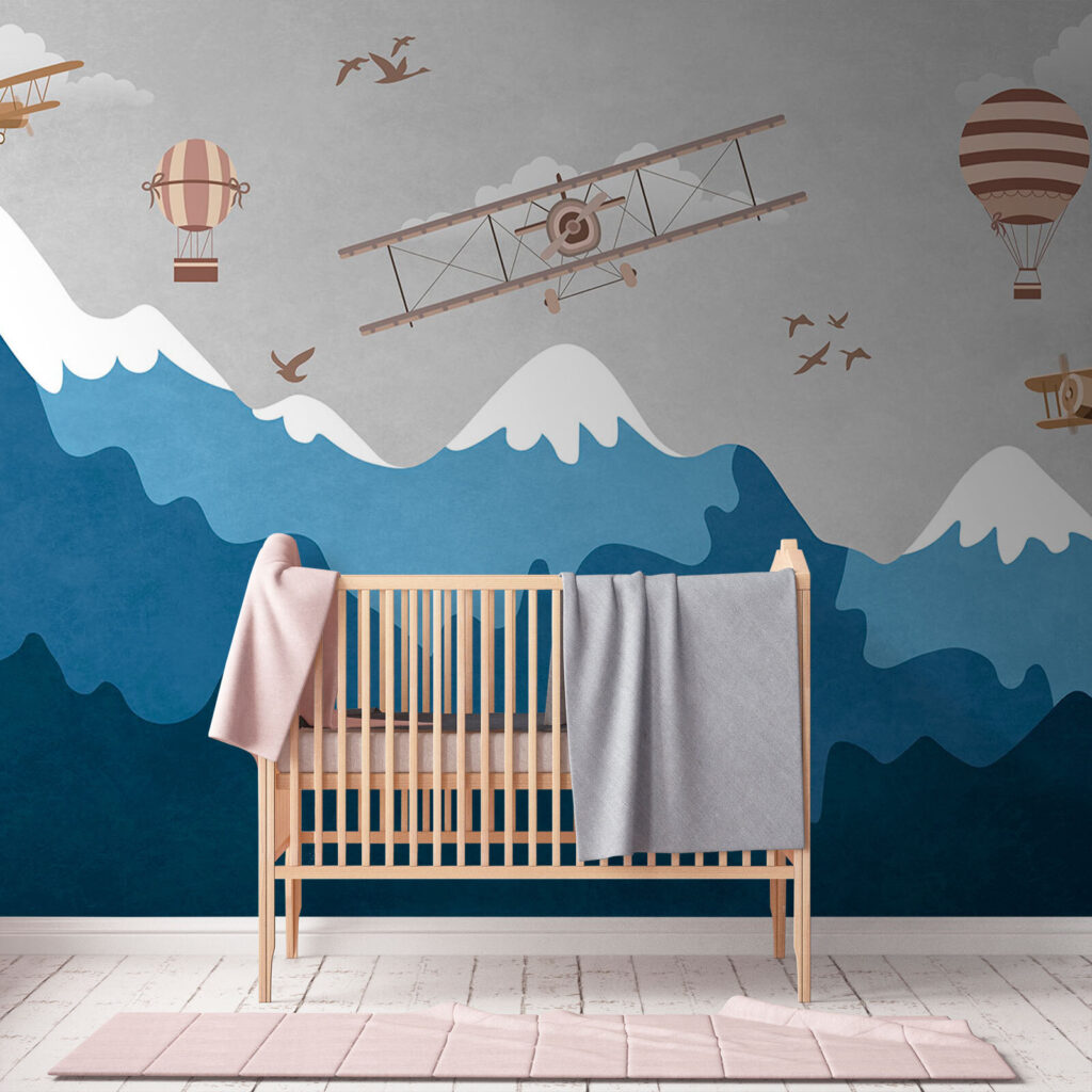 Plane flying over mountains