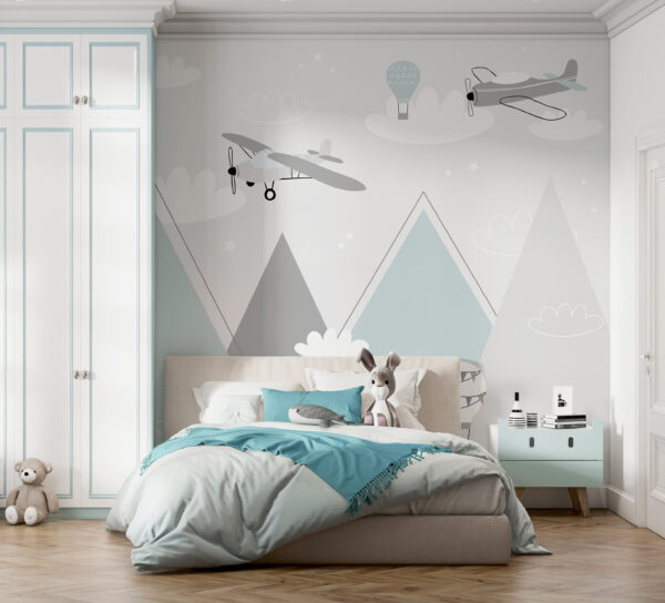 Wallpaper with airplanes and mountains