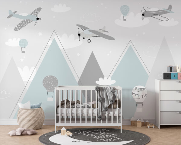 Wallpaper with airplanes and mountains