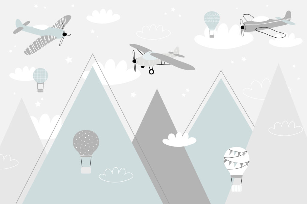 Wallpaper with airplanes and mountains