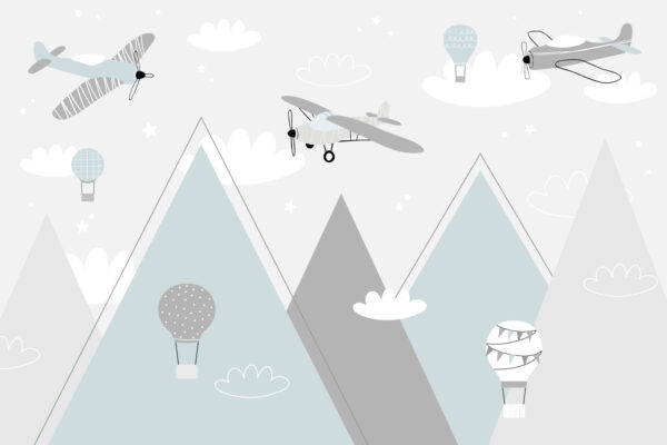 Wallpaper with airplanes and mountains