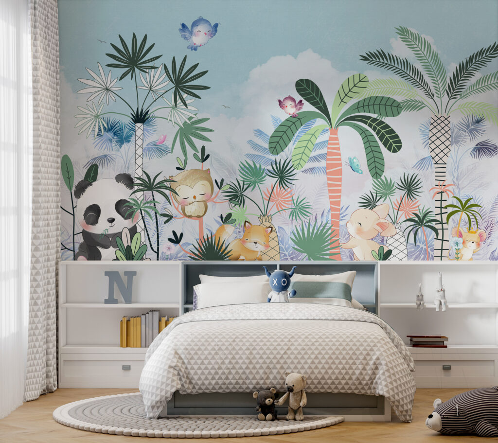 Cartoon of animals and birds in a forest Cartoon of animals and birds in a forest