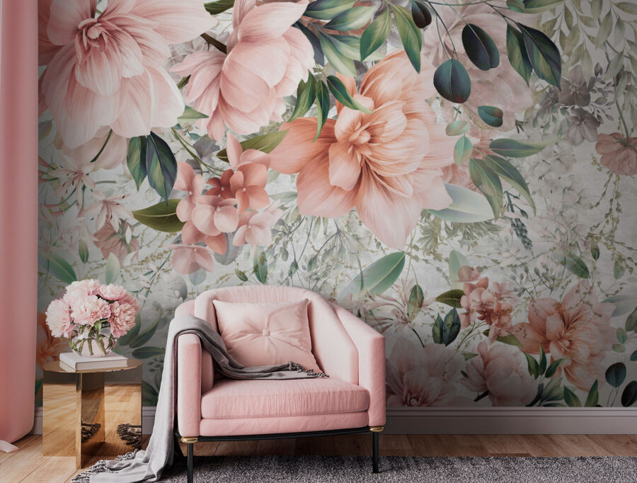 Wall murals Delicate pastel floral arrangement design. - Image 3