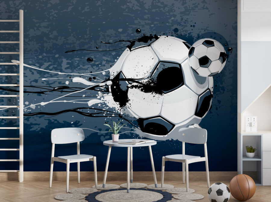 Football ball with splashes of paint