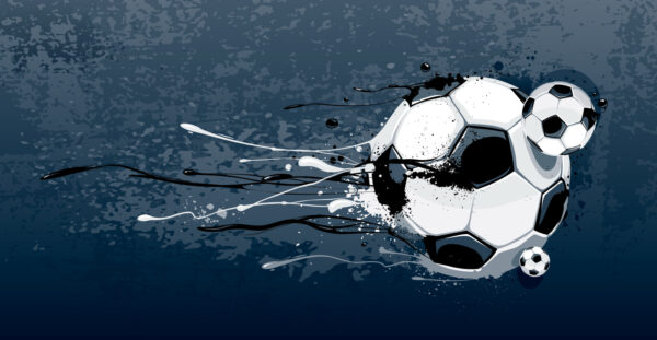 Football ball with splashes of paint Football ball with splashes of paint