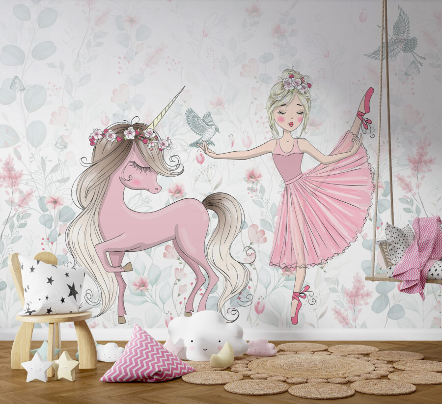 Wall murals Unicorn and a girl - Image 2