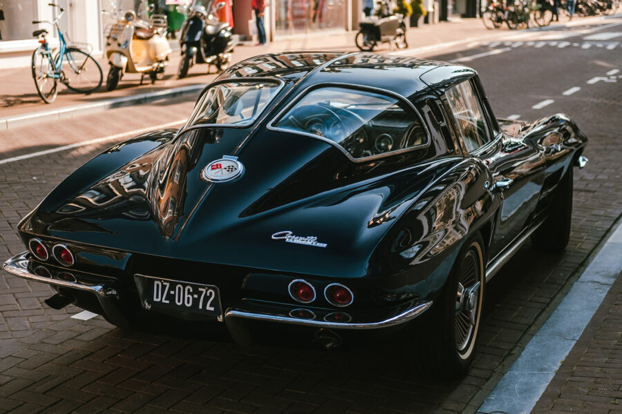 Black car parked on a street