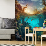 Wall murals Underwater view of a coral reef with fish and corals