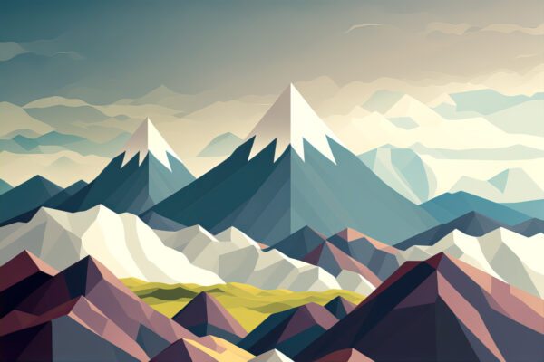 Mountain range with snow capped peaks Mountain range with snow capped peaks