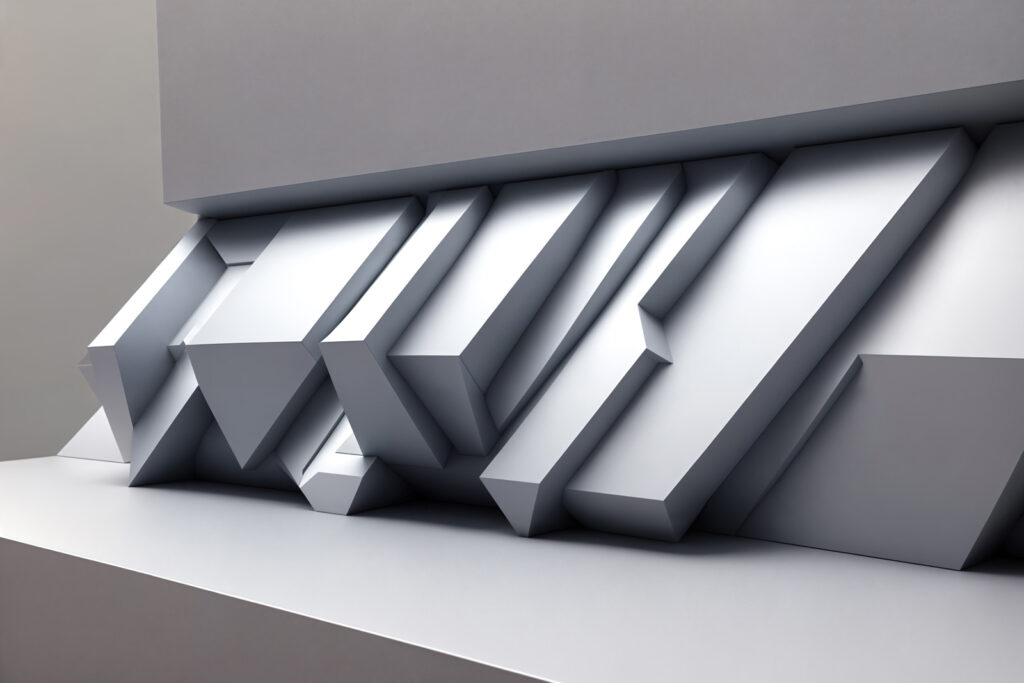 White wall with geometric shapes White wall with geometric shapes