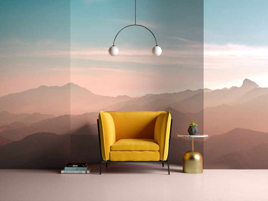 Wall murals Wall murals Mountain range with blue sky and clouds