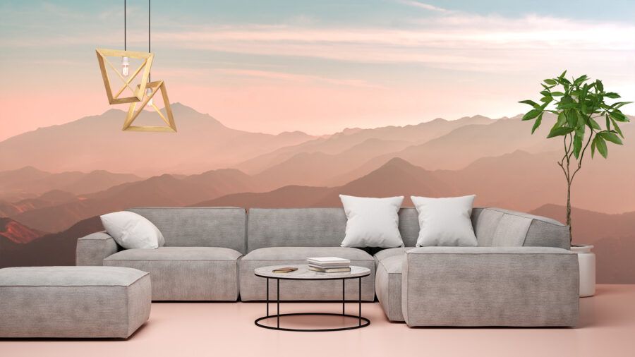 Wall murals Wall murals Mountain range with blue sky and clouds - Image 2