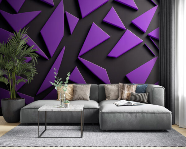 Purple triangles on a black surface Purple triangles on a black surface