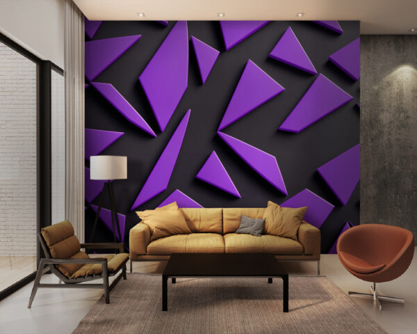 Purple triangles on a black surface Purple triangles on a black surface