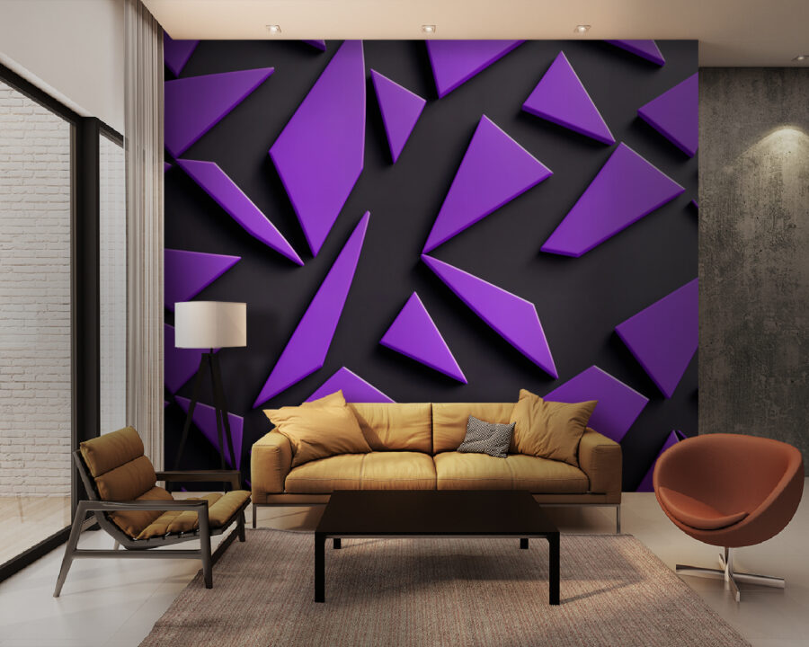 Purple triangles on a black surface Purple triangles on a black surface