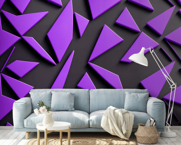 Purple triangles on a black surface Purple triangles on a black surface