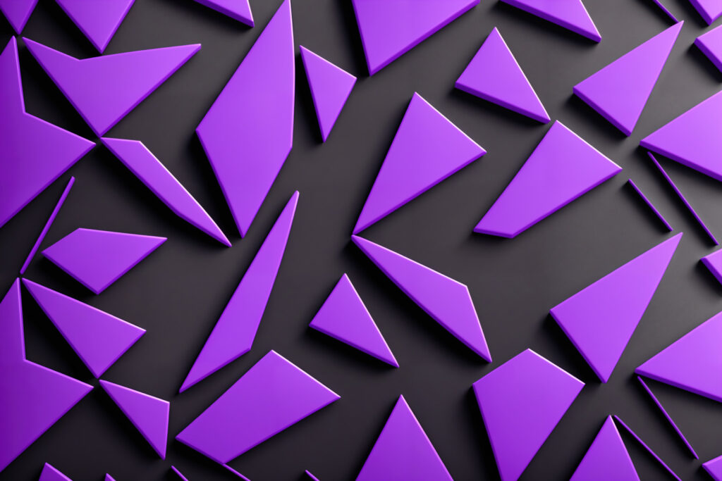 Purple triangles on a black surface Purple triangles on a black surface