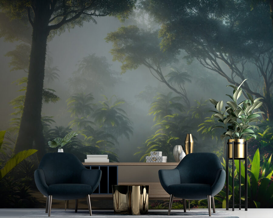 Wall murals Path through a forest with trees and plants - Image 2