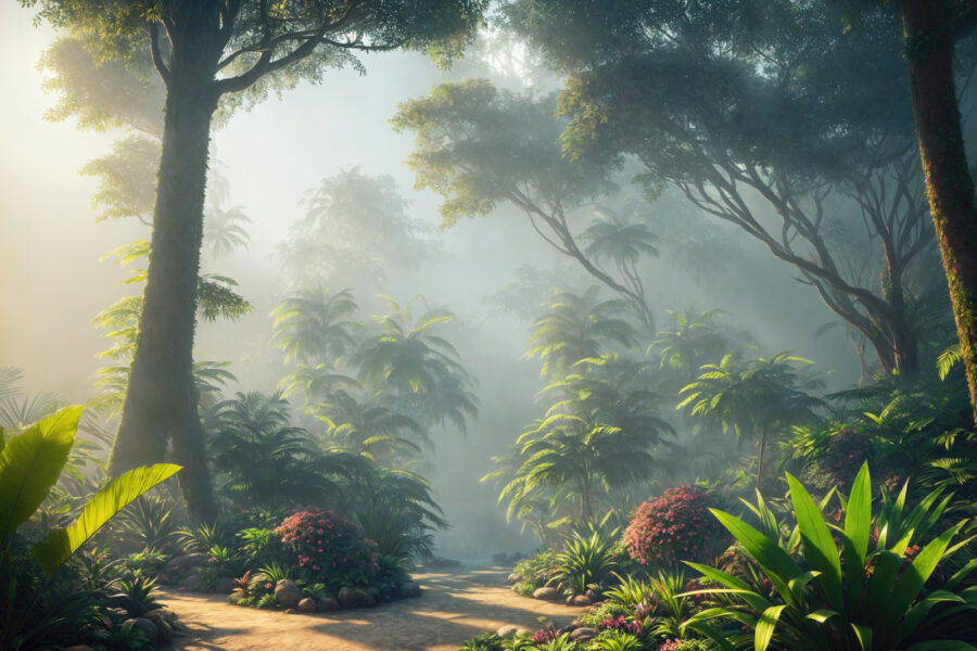 Wall murals Path through a forest with trees and plants - Image 3