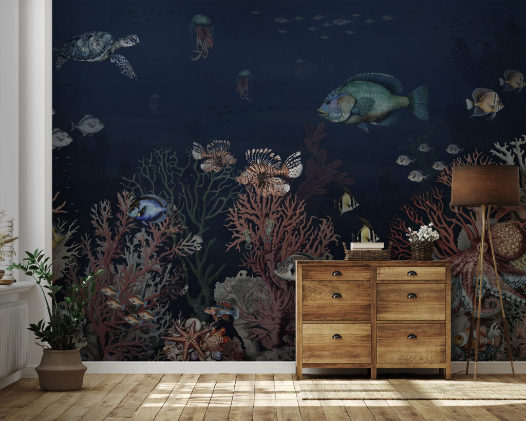 Sea life with fish and coral Sea life with fish and coral