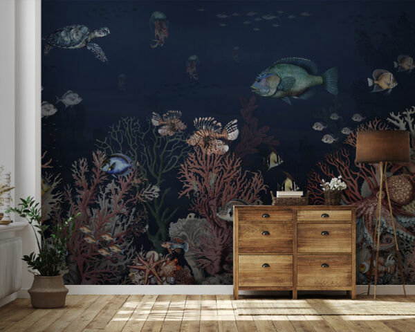 Sea life with fish and coral Sea life with fish and coral