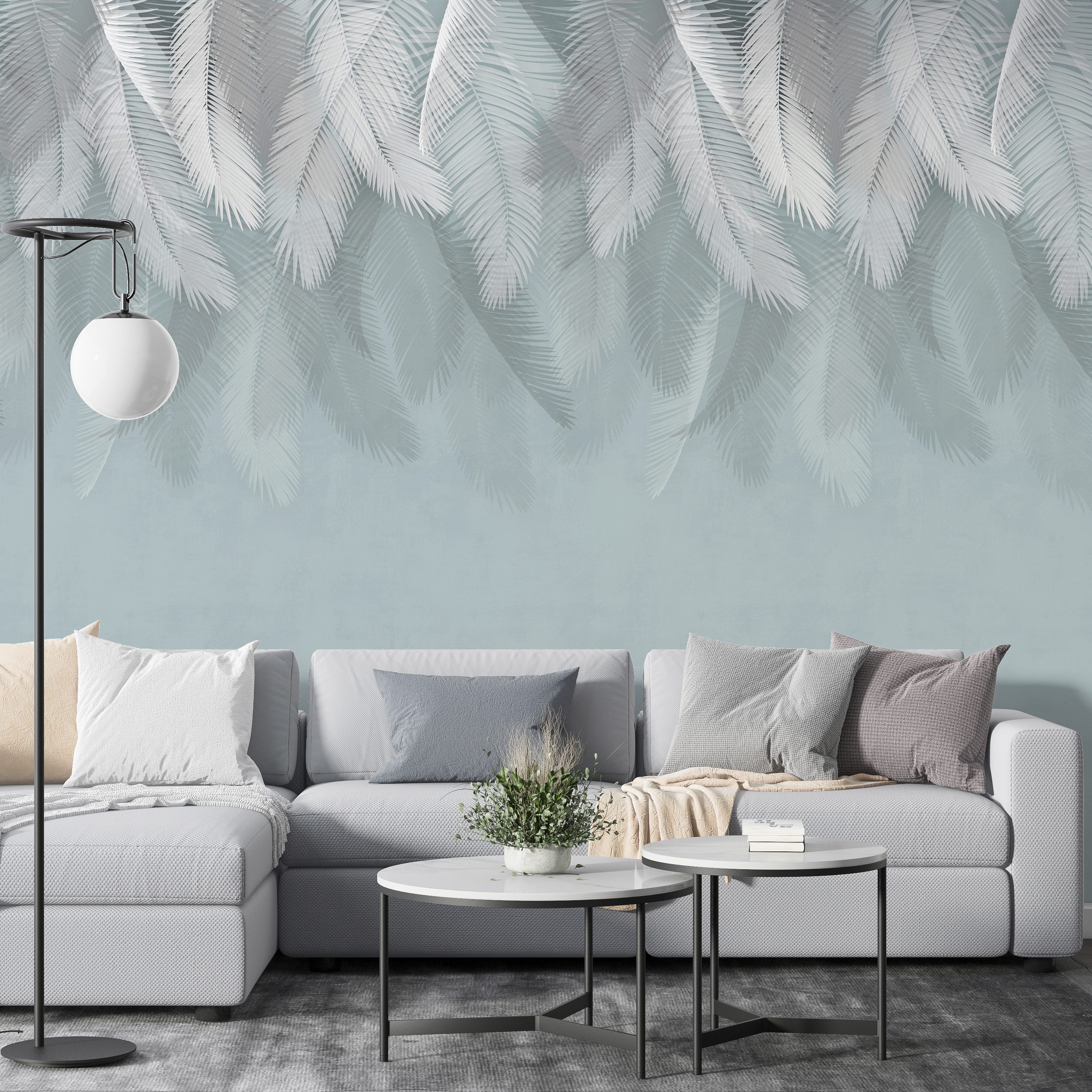 White feathers on a blue background u94466pig1m - White feathers on a blue background - tegory