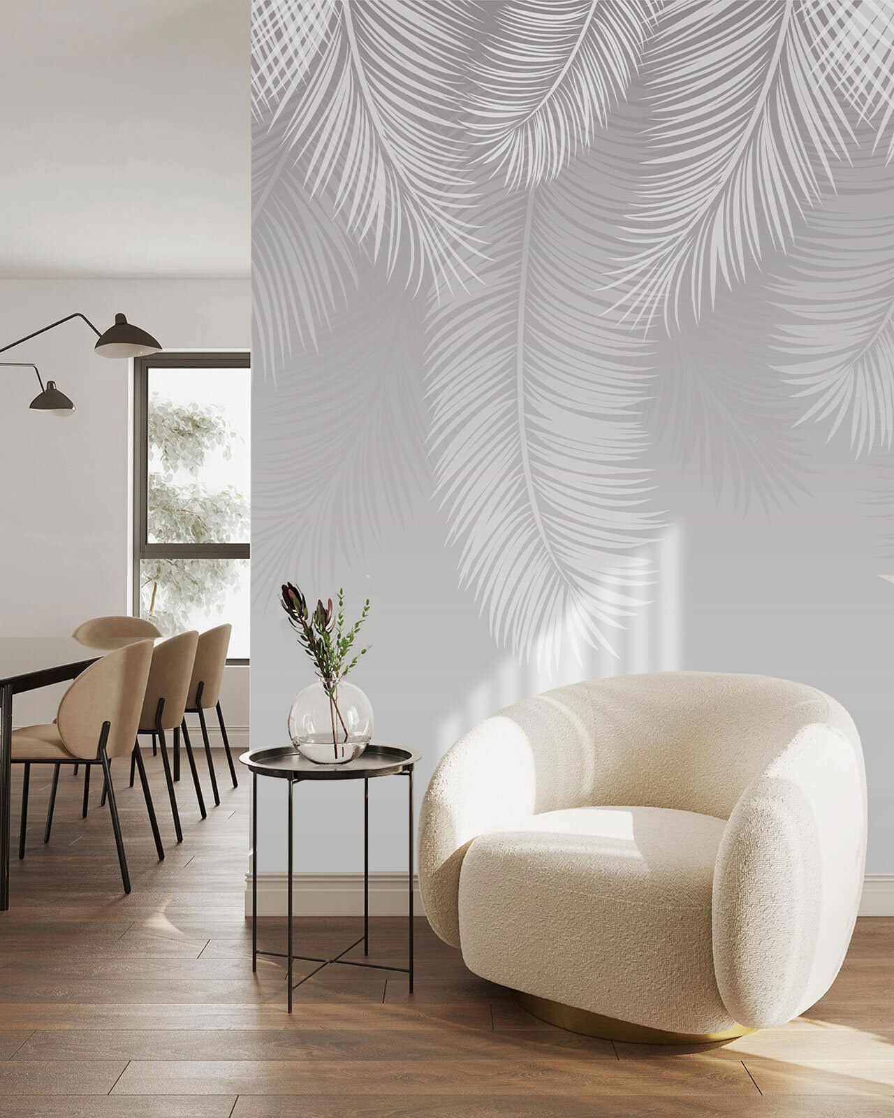 White feathers on a gray background u94450pig1m - White feathers on a gray background - tegory