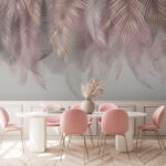Wall murals Delicate leaves in soft pastel hues
