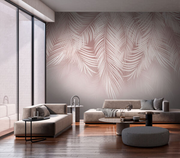 Wall murals White leaves on a pink background (SKU: u94360) Wall murals Wall murals White leaves on a pink background (SKU: u94360)