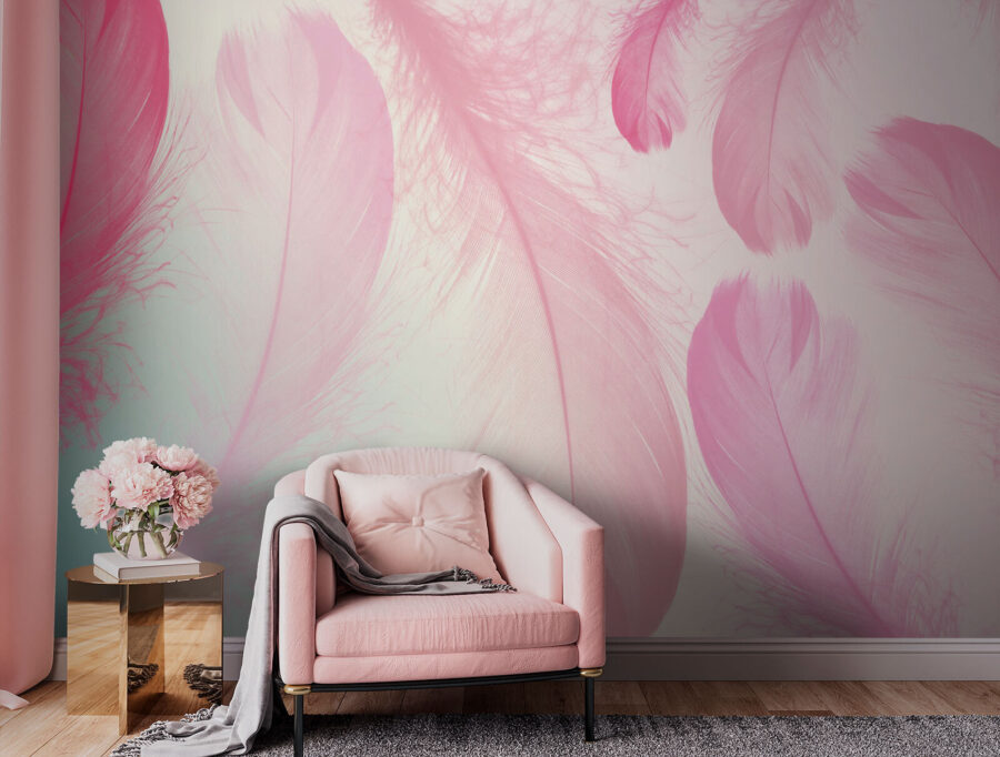 Wall murals Group of pink feathers - Image 2