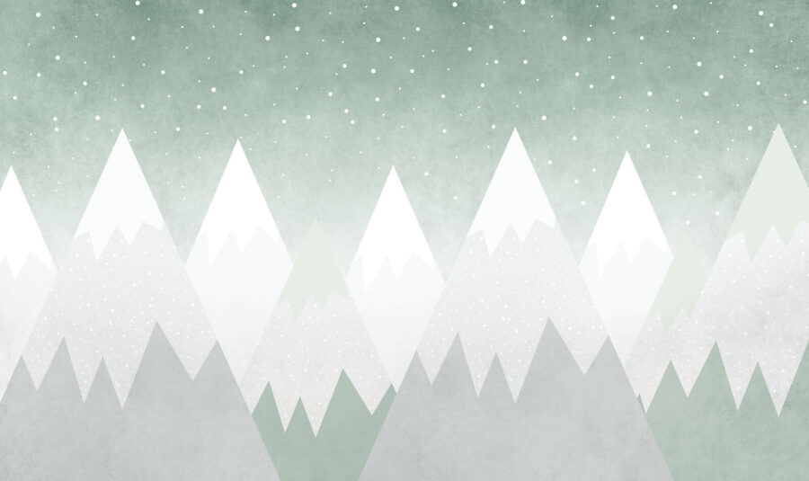 Wall murals Mountain range with snow falling - Image 3