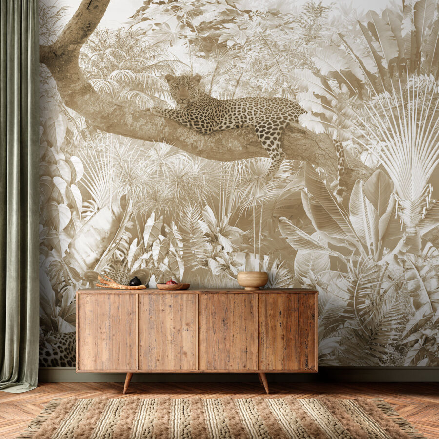 Wall murals Leopard lying on a tree branch - Image 2