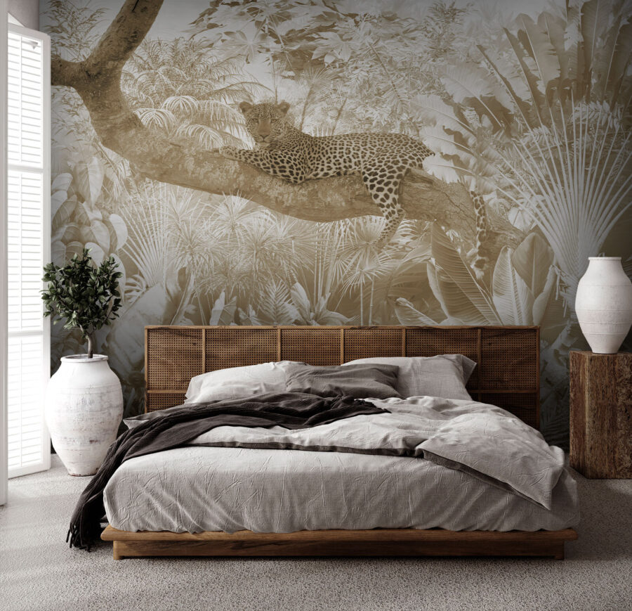 Wall murals Leopard lying on a tree branch