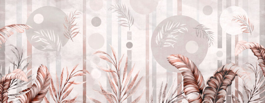 Wall murals Wallpaper with leaves and circles - Image 3