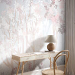 Wall mural White and pink floral pattern