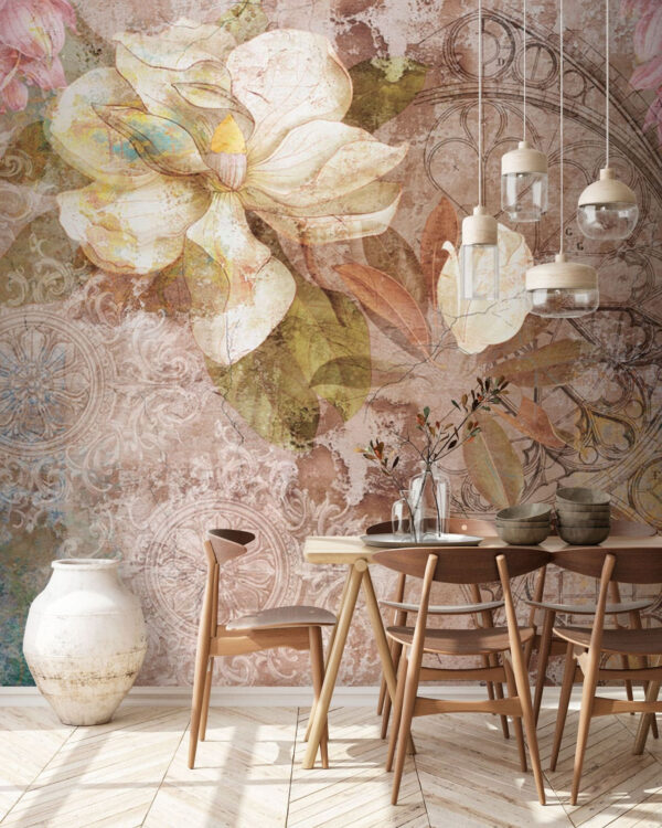 Wall murals Wall murals Floral elegance meets vintage artistry (SKU: u94144)