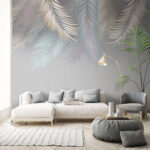 Wall mural Elegant leaves on a soft background