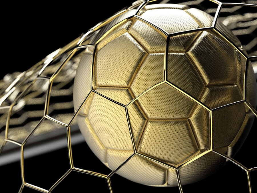 Shimmering soccer ball on display