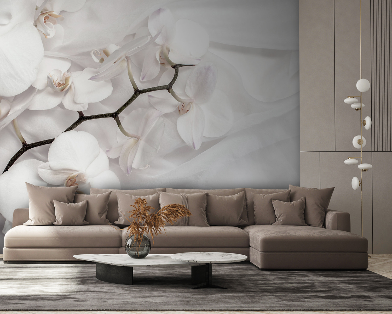 u94056pig58m - White orchids on a white fabric - tegory