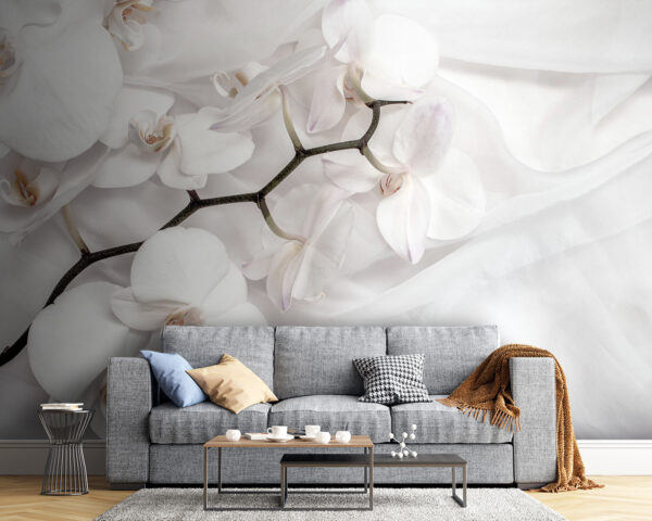 White orchids on a white fabric u94056pig54 600x480 - White orchids on a white fabric - tegory