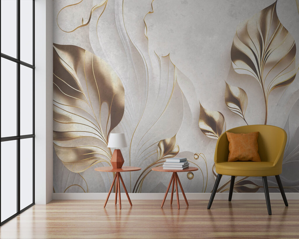 Elegant leaves on a textured background