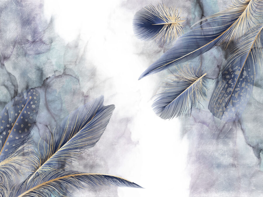 Group of blue and gold feathers