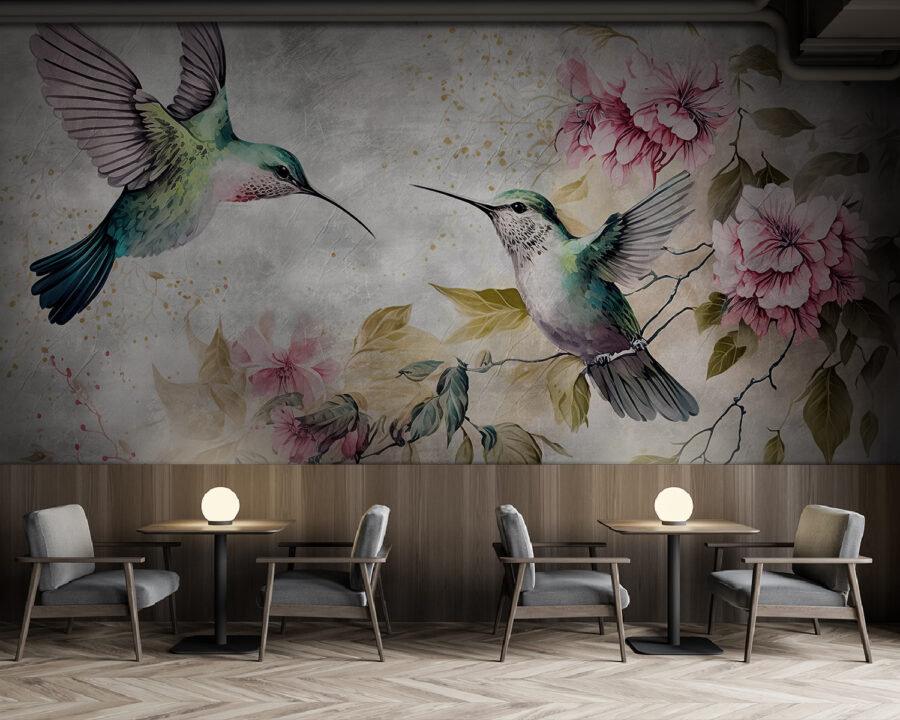 Painting of birds and flowers Painting of birds and flowers
