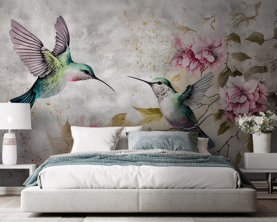 Painting of birds and flowers Painting of birds and flowers
