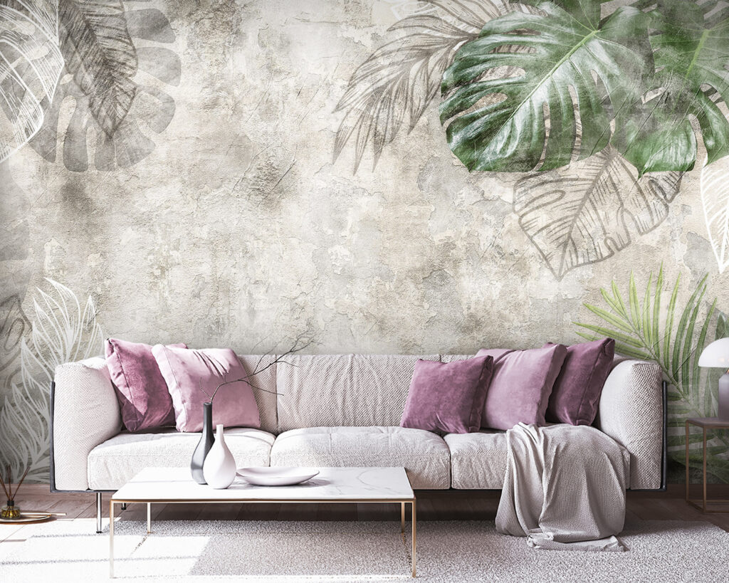 Elegant leaves on textured background Elegant leaves on textured background