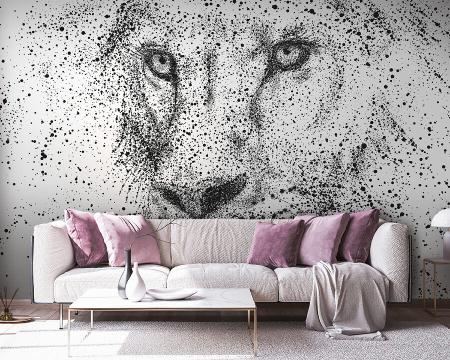 Lion’s face with black specks Lion’s face with black specks