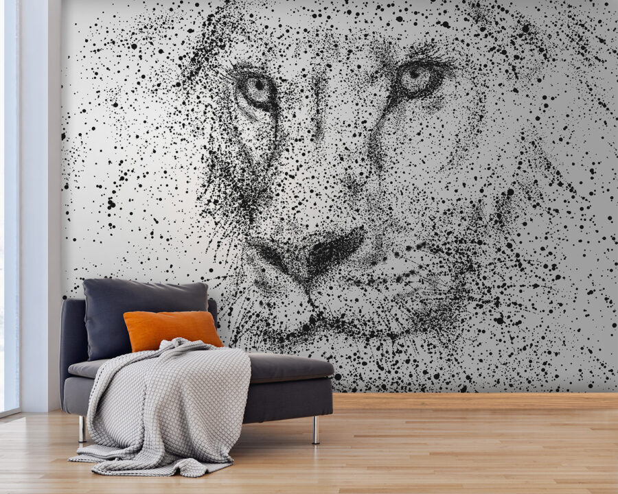 Lion’s face with black specks