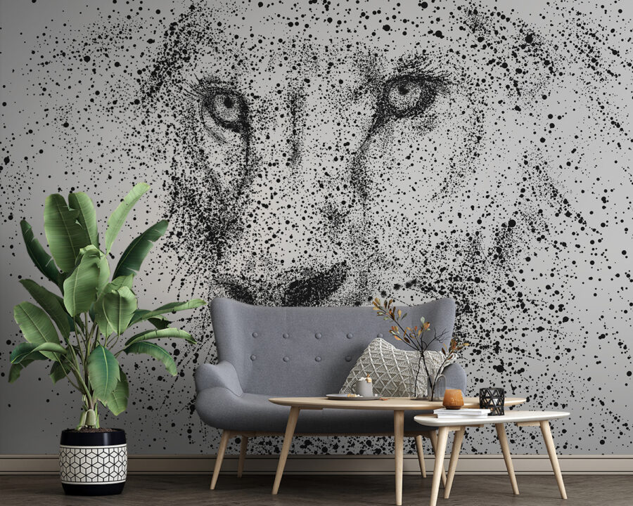 Lion’s face with black specks Lion’s face with black specks